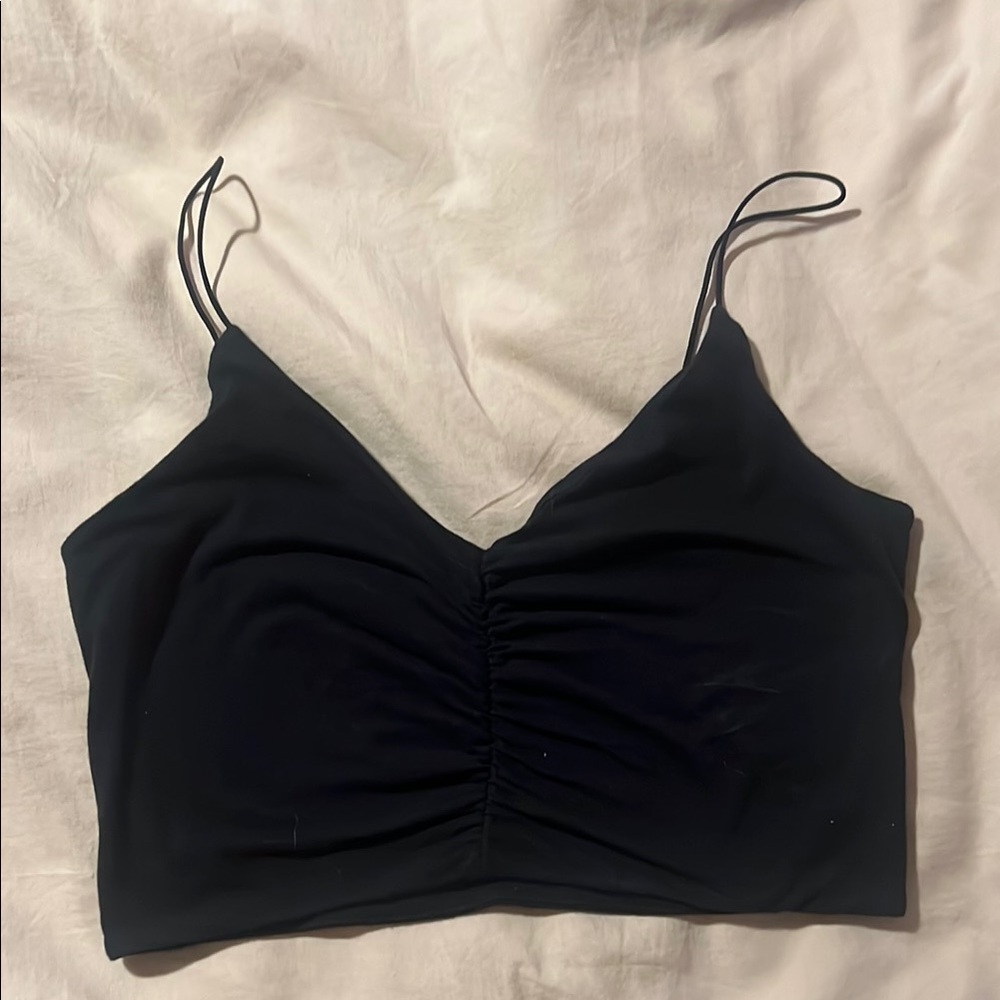 Garage Black Ruched Crop Camisole